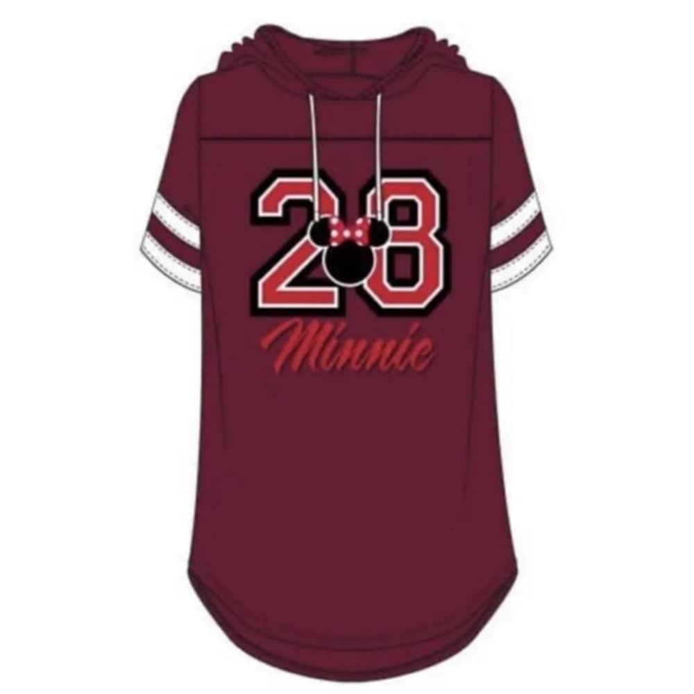 **Junior XL 15-17 Disney Burgundy Minnie Mouse 28 Hooded Jersey